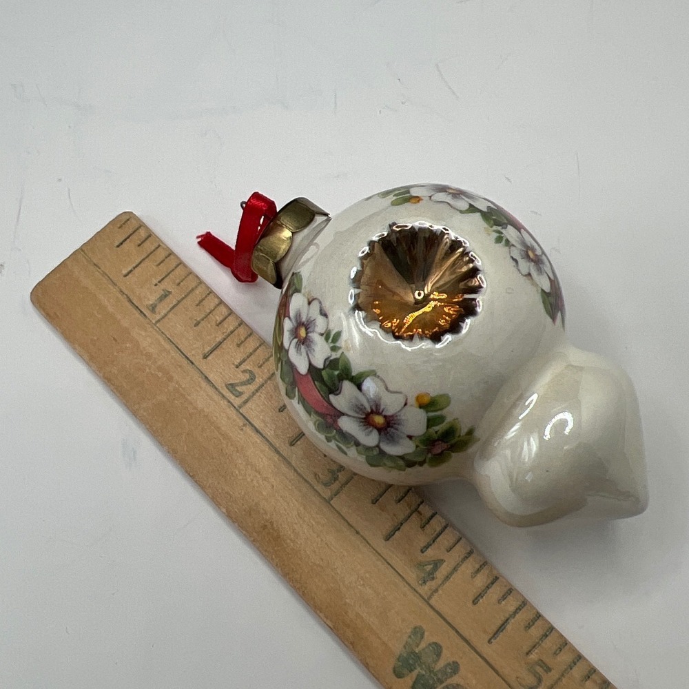 Vintage Ceramic Floral Christmas Ornament Teardrop‎ Reflector indent - Picture 4 of 5